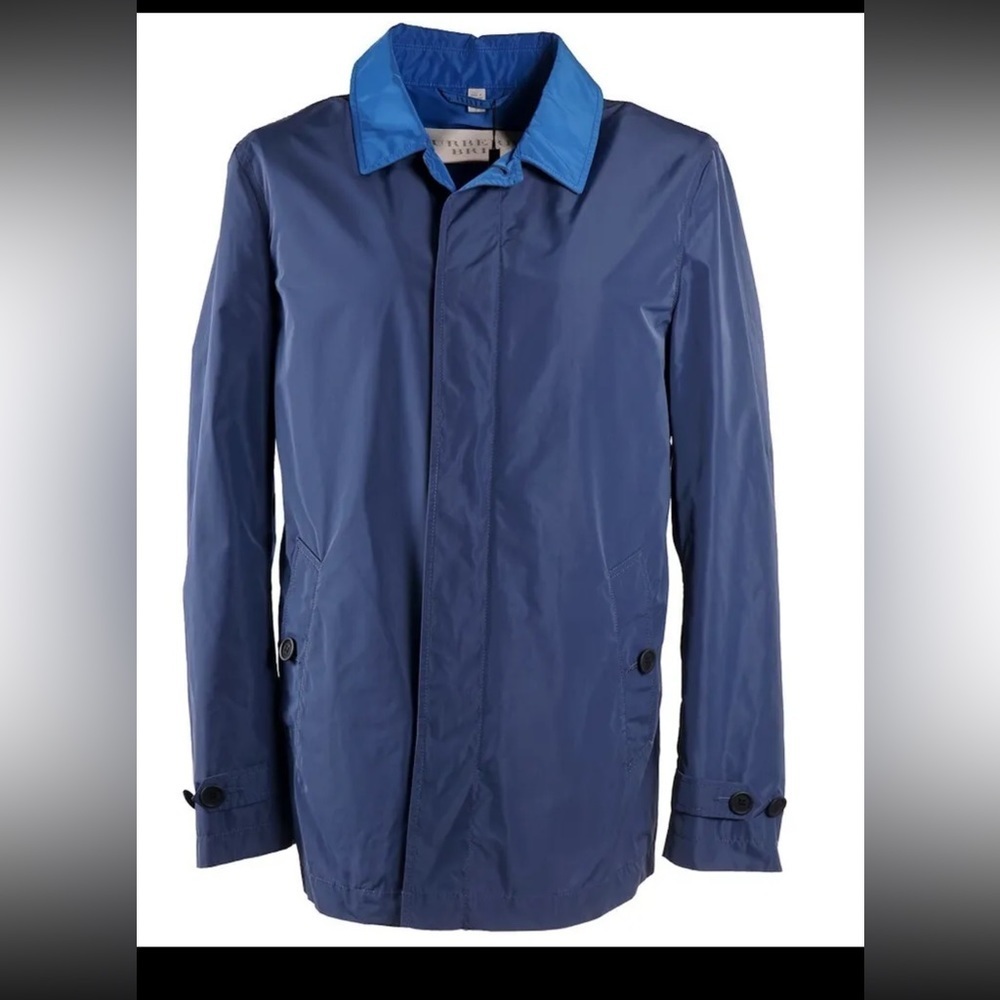 $795 Burberry Britt Kentbury Mens Rain‎ jacket coat Steel Blue Medium